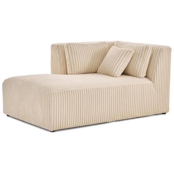 Victoire - module dassise méridienne gauche en velours côtelé grosses côtes - Beige