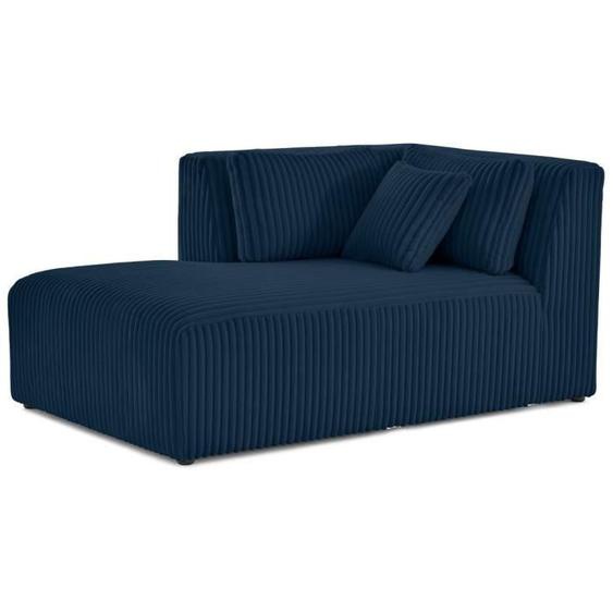Victoire - module dassise méridienne gauche en velours côtelé grosses côtes - Bleu