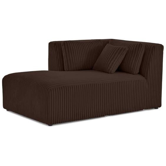Victoire - module dassise méridienne gauche en velours côtelé grosses côtes - Marron
