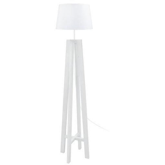 VIDAR 1-Lampadaire colonne bois  bois blanc Abat-jour: tambour tissu blanc 1 ampoule E27 inspiration nordique P40xD40xH156cm