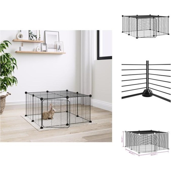 vidaXL 12 pcs. Cage pour animaux domestiques avec porte Noir 35x35 cm Acier - Habitats & Enclos pour petits animaux