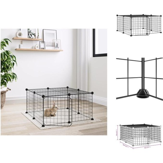 vidaXL 12 pcs. Cage pour animaux domestiques avec porte Noir 35x35 cm Acier - Habitats & Enclos pour petits animaux