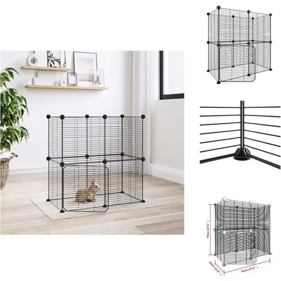 vidaXL 12 pcs. Cage pour animaux domestiques avec porte Noir 35x35 cm Acier - Habitats & Enclos pour petits animaux