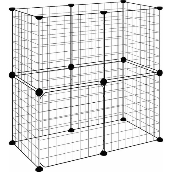 vidaXL 12 pcs. cage pour animaux domestiques avec porte noir 35x35 cm acier