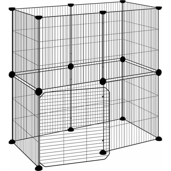 vidaXL 12 pcs. cage pour animaux domestiques avec porte noir 35x35 cm acier