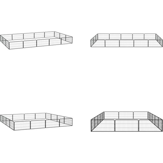 vidaXL 16 pcs Parc pour chien Noir 100x50cm Acier revêtu par poudre - Parc pour chien - Parc pour chiots - Chenil extérieur