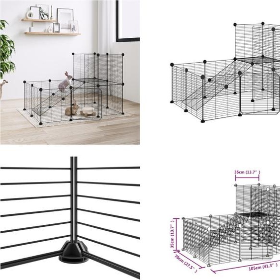 vidaXL 20 pcs. cage pour animaux domestiques avec porte noir 35x35 cm acier - Cage pour animaux domestiques - Cage pour animaux - Clapier pour lapins