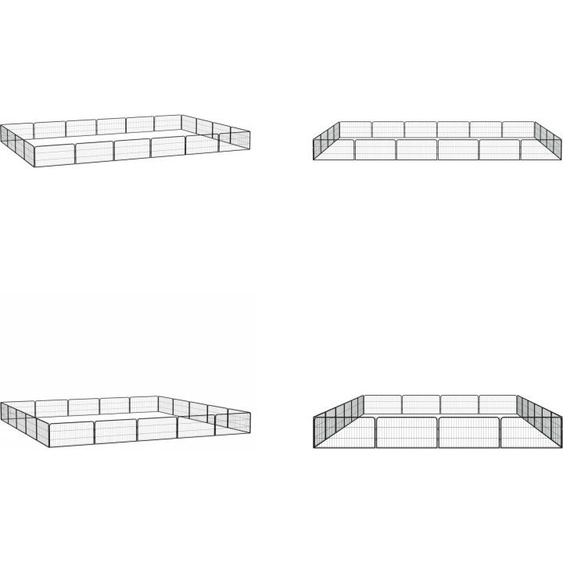 vidaXL 20 pcs Parc pour chien Noir 100x50cm Acier revêtu par poudre - Parc pour chien - Parc pour chiots - Chenil extérieur