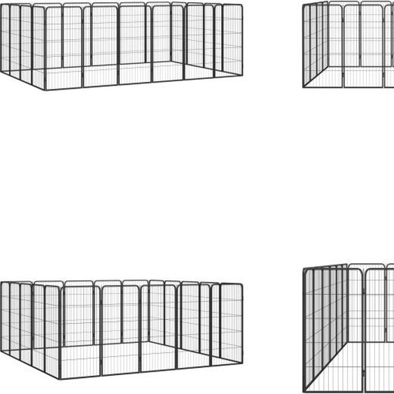 vidaXL 20 pcs Parc pour chien Noir 50x100cm Acier revêtu par poudre - Parc pour chien - Parc pour chiots - Chenil extérieur