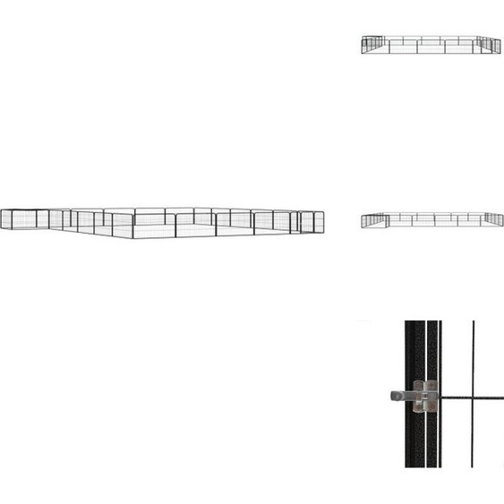 vidaXL 24 pcs. Parc pour chiens Noir 100x50cm Acier laqué époxy - Chenils & parcs pour chiens