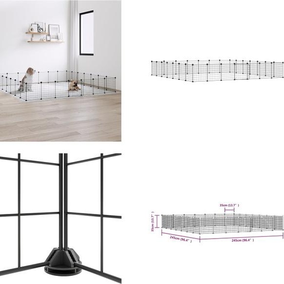 vidaXL 28 pcs Cage pour animaux domestiques avec porte Noir 35x35 cm Acier - Cage pour animaux domestiques - Cage pour animaux - Clapier pour lapins