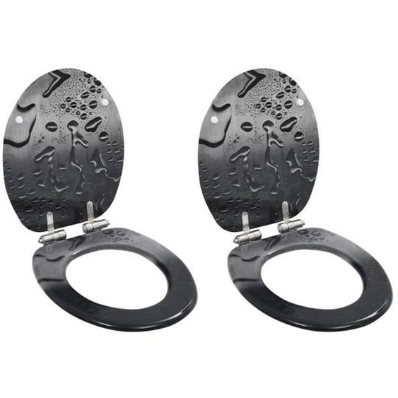 vidaXL 2pcs Siège WC MDF Couvercle à fermeture en douceur Goutte deau