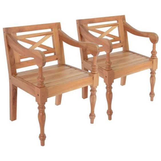 vidaXL 2x Bois dAcajou Massif Chaise Batavia Marron Clair Terrasse Fauteuil 246964