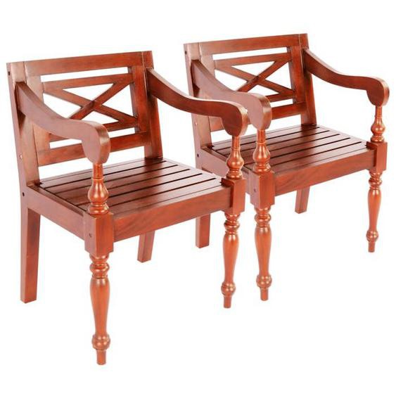 vidaXL 2x Bois dAcajou Massif Chaise Batavia Marron Foncé Terrasse Fauteuil 246965