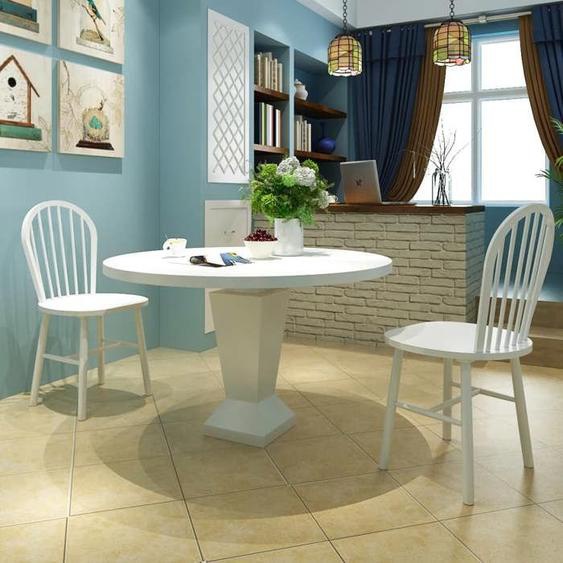 vidaXL 2x Bois dHévéa Chaise de Salle à Manger Blanc Chaises de Cuisine Dîner 242026