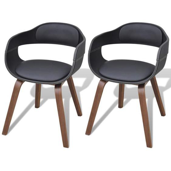 vidaXL 2x Chaise Salle à Manger Bois Cintré Cuir Artificiel Chaises de Cuisine 271944