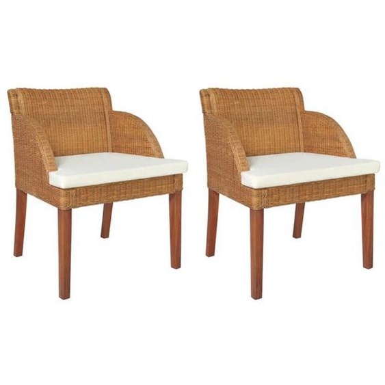 vidaXL 2x Chaises à Dîner avec Coussins Fauteuils de Salon Chaises dAppoint Sièges de Restaurant Cuisine Intérieur Marron 325489