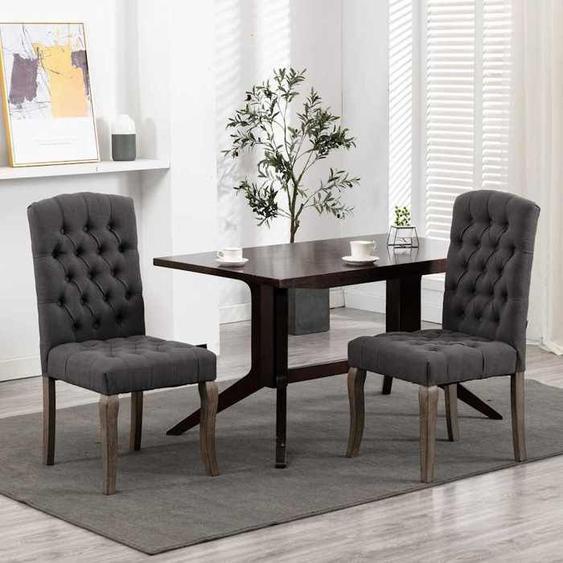 vidaXL 2x Chaises de Salle à Manger Chaises à Dîner Sièges de Cuisine Repas Meubles de Cuisine Salon Maison Intérieur Gris 287948