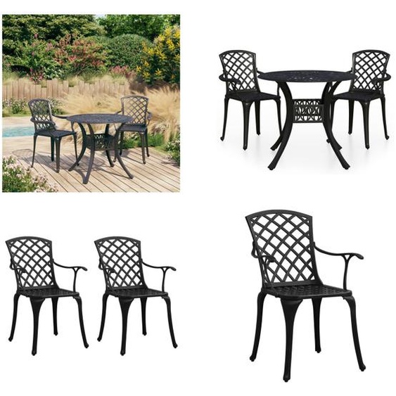 vidaXL 3 pcs. Ensemble bistro en fonte daluminium noir - Ensemble bistro - Ensembles bistro - Ensembles bistro - Ensembles bistro - Ensembles bistro