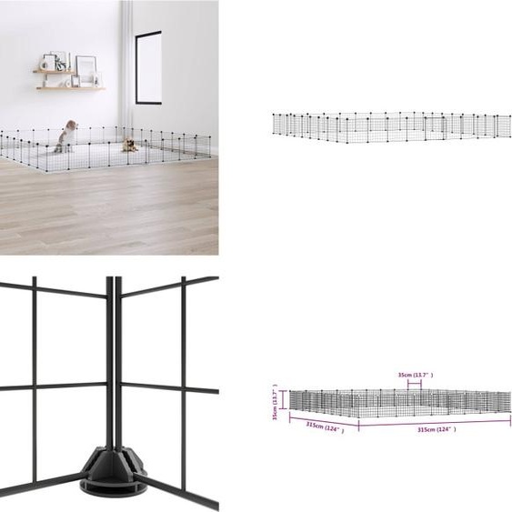 vidaXL 36 pcs. cage pour animaux domestiques avec porte noir 35x35 cm acier - Cage pour animaux domestiques - Cage pour animaux - Clapier pour lapins