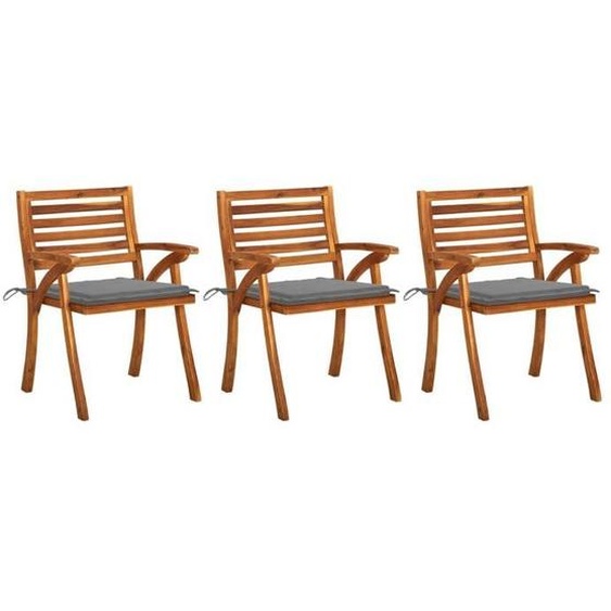 vidaXL 3x Acacia Massif Chaises à Dîner de Jardin avec Coussins Fauteuils à Dîner dExtérieur Sièges de Salle à Manger de 3060784