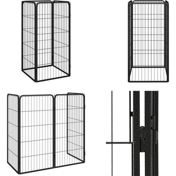 vidaXL 4 pcs parc à chien noir 50x100cm acier revêtement par poudre - parc à chien - parc à chien - parc pour chiots - chenil extérieur