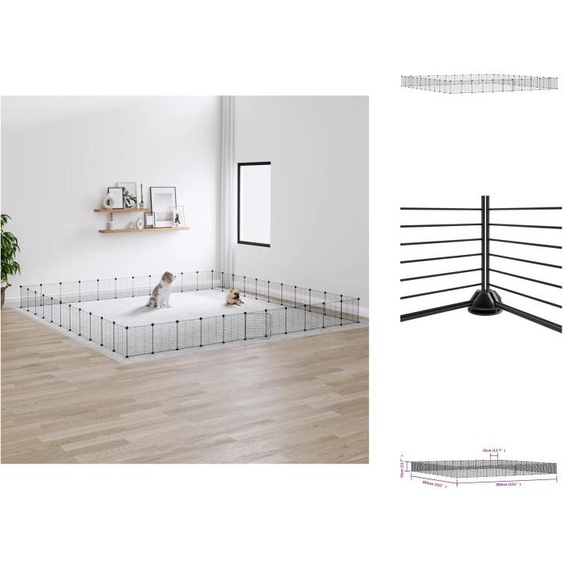 vidaXL 44 pcs. Cage pour animaux domestiques avec porte Noir 35x35 cm Acier - Habitat & Enclos pour petits animaux