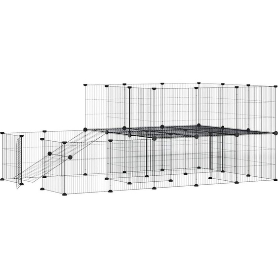 vidaXL 44 pcs. cage pour animaux domestiques avec porte noir 35x35 cm acier