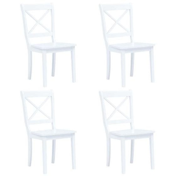 vidaXL 4x Bois dHévéa Massif Chaises de Salle à Manger Chaises à Dîner Chaises de Repas Chaises de Cuisine Maison Intérieur 247357