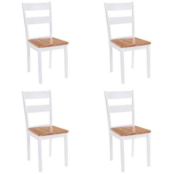 vidaXL 4x Bois dHévéa Massif Chaises de Salle à Manger Chaises de Repas Meubles de Cuisine Chaises à Dîner Sièges de 245369