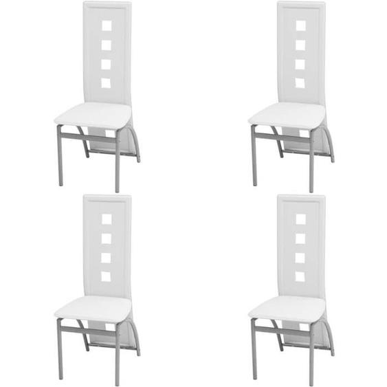 vidaXL 4x Chaise de Salle à Manger Cuir Artificiel Blanc Chaises de Cuisine 243647