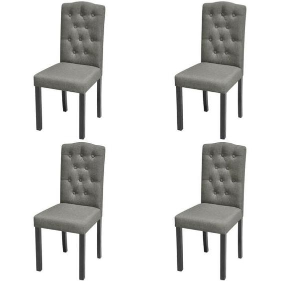 vidaXL 4x Chaise de Salle à Manger Tissu Gris Meubles Chaise à Dîner Cuisine 242224