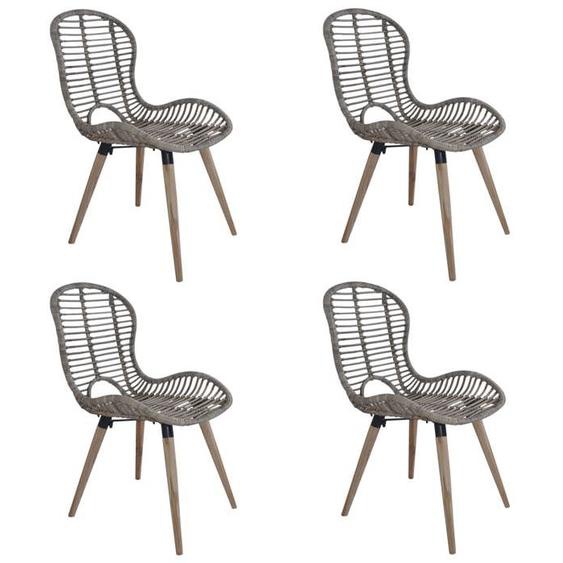 vidaXL 4x Chaises de Salle à Manger Rotin Naturel Marron Salon Cuisine Maison 246854