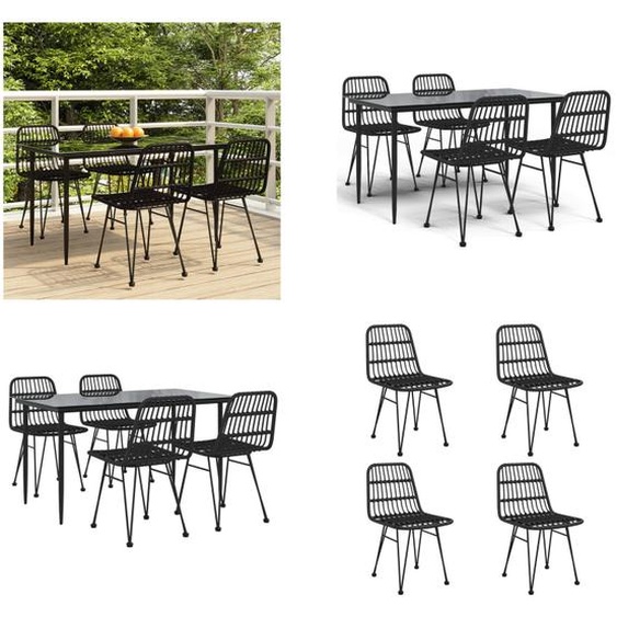 vidaXL 5 pcs. Salon de jardin noir Poly rotin - Salon de jardin - Salon de jardin - Salon de terrasse - Salon dextérieur