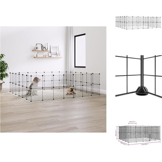 vidaXL 52 pcs. Cage pour animaux domestiques avec porte Noir 35x35 cm Acier - Habitats & Enclos pour petits animaux