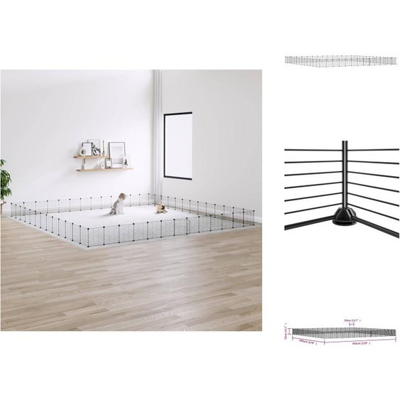 vidaXL 52 pcs. Cage pour animaux domestiques avec porte Noir 35x35 cm Acier - Habitats & Enclos pour petits animaux