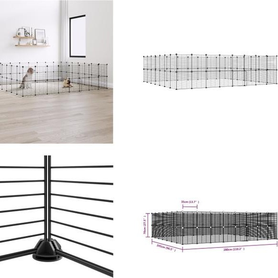 vidaXL 60 pcs. cage pour animaux domestiques avec porte noir 35x35 cm acier - Cage pour animaux domestiques - Cages pour animaux - Clapier pour lapins