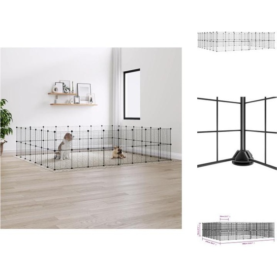vidaXL 60 pcs. Cage pour animaux domestiques avec porte Noir 35x35 cm Acier - Habitat & Enclos pour petits animaux