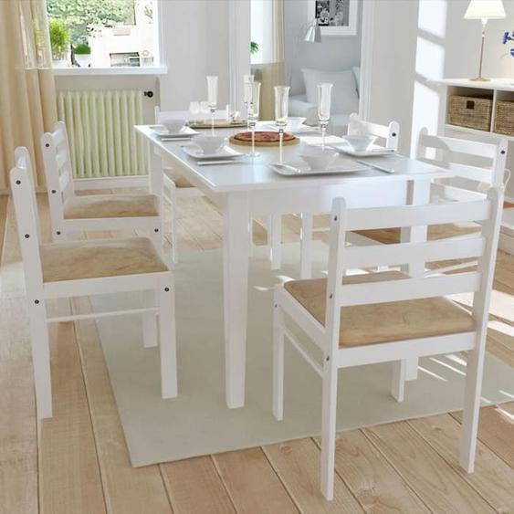 vidaXL 6x Chaise de Salle à Manger Bois Carré Blanc Chaises à Manger Cuisine 272092