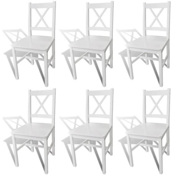 vidaXL 6x Chaise Salle à Manger Bois Blanc Chaise à Manger Chaise de Cuisine 271496