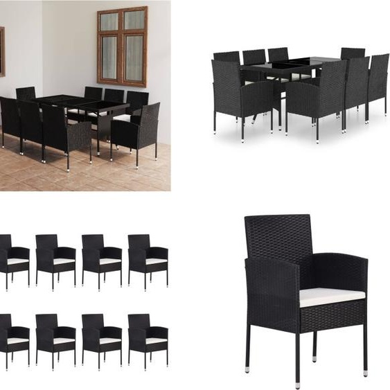 vidaXL 9 pcs. Salon de Jardin Poly Rotin Noir - Ensemble de Meubles de Jardin - Table Et Chaises De Jardin - Tables Et Chaises De Jardin