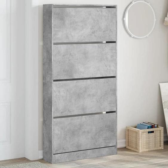 vidaXL Armoire à chaussures 4 tiroirs rabattables gris béton 3214367