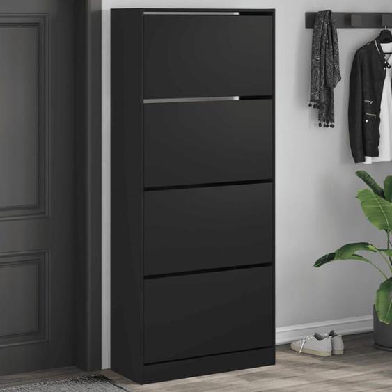 vidaXL Armoire à chaussures 4 tiroirs rabattables noir 80x34x187,5 cm 3214379