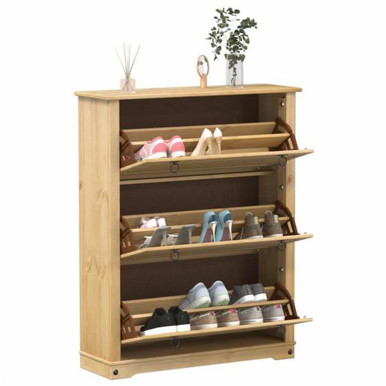 vidaXL Armoire à chaussures Corona 99x32x124,5 cm bois de pin massif, rangement de chaussures, placard à chaussures, étagère