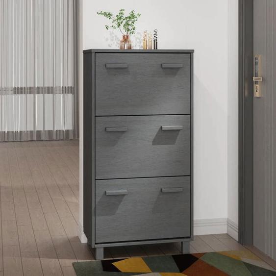 vidaXL Armoire à chaussures HAMAR Gris foncé 59,5x35x117 cm Pin massif 340514
