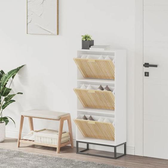 vidaXL Armoire à Chaussures, Meuble à Chaussures, Meuble de Rangement, Porte-chaussures Entrée Couloir, Scandinave, Blanc 352127