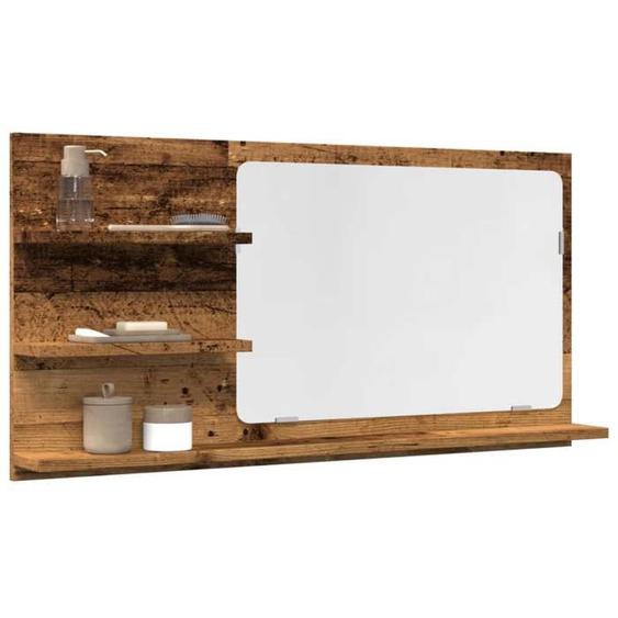 vidaXL Armoire à miroir de salle de bain vieux bois bois dingénierie, étagère à miroir, miroir avec étagère, étagère de 856262