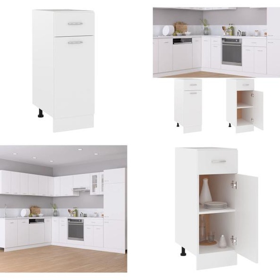 vidaXL Armoire basse à tiroirs blanc 30x46x81,5 cm Bois composite - Armoire basse à tiroirs - Armoire de cuisine - Armoires de cuisine