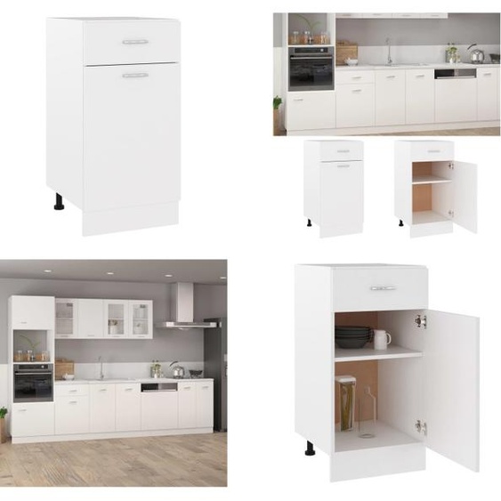 vidaXL Armoire basse à tiroirs blanc 40x46x81,5 cm Bois composite - Armoire basse à tiroirs - Armoire de cuisine - Armoires de cuisine