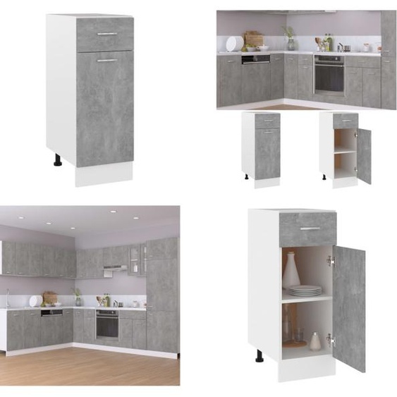 vidaXL Armoire basse à tiroirs gris béton 30x46x81,5 cm Bois composite - Armoire basse à tiroirs - Armoire de cuisine - Armoires de cuisine